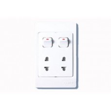 16A Ổ cắm đôi 2 chấu và 2 công tắc 1 chiều ARU 2/G 16A Ổ cắm đôi 2 chấu và 2 công tắc 1 chiều ARU 2/G
